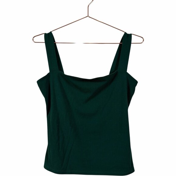 Reformation Canyon Ribbed Knit Tank Top Forest Green Sustainable Stretch L Large - Picture 2 of 7